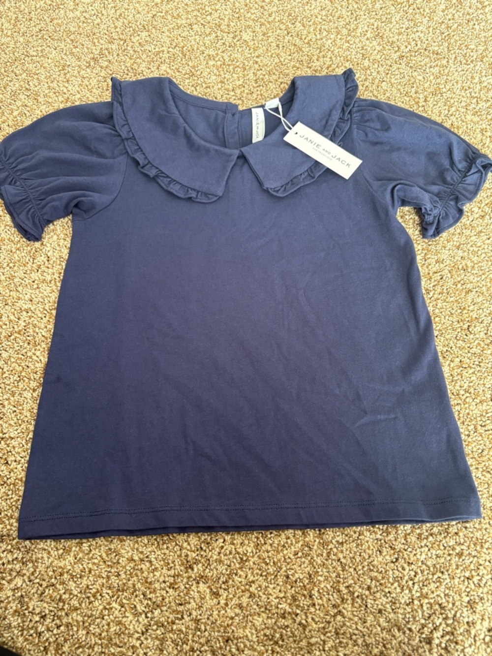 Janie and Jack Navy Ruffle Collar Tee